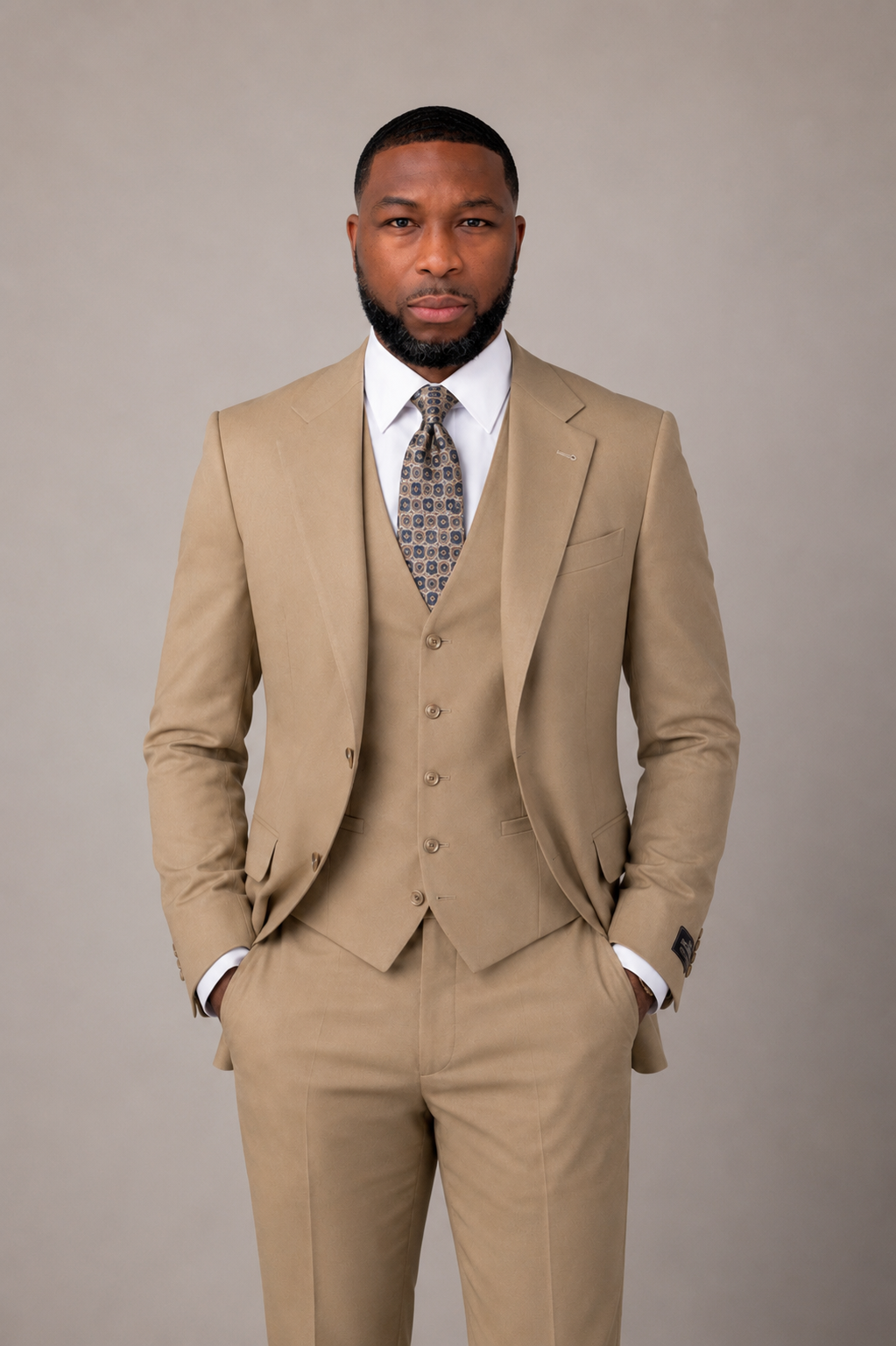 Sand Beige 3-Piece Suit