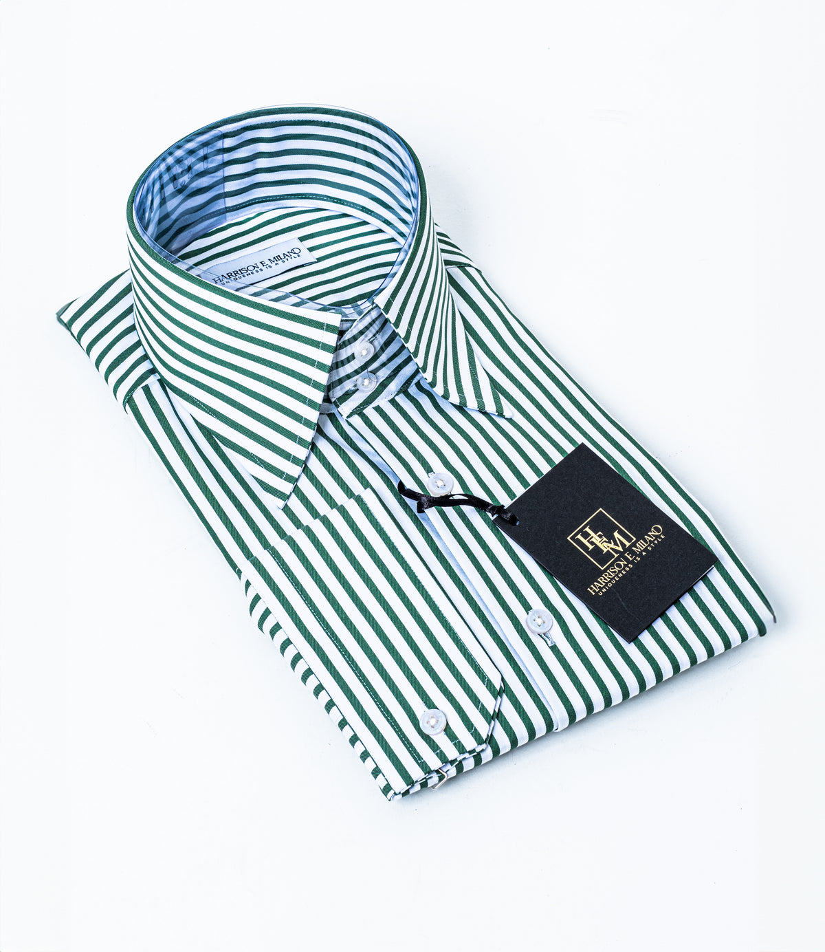 Green & White Striped Dress Shirt