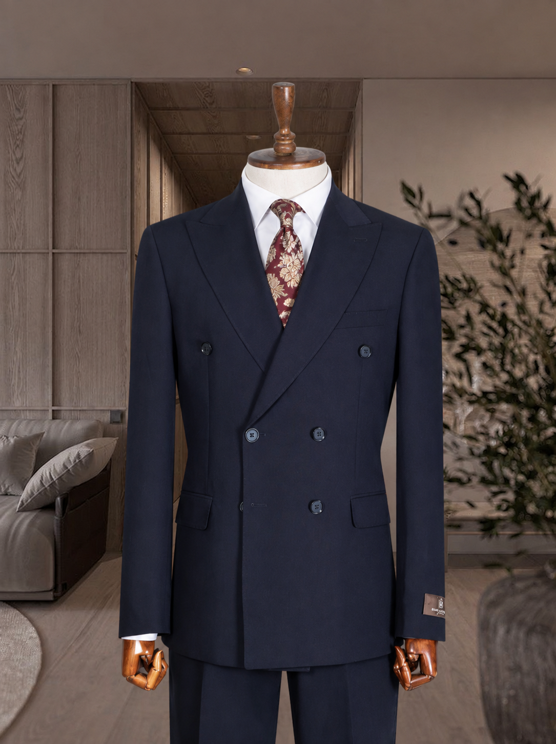 Navy Blue Double-Breasted Suit | Dunkelblauer Doppelreiher Herrenanzug – 70% Wool / Wolle | Harrison E. Milano