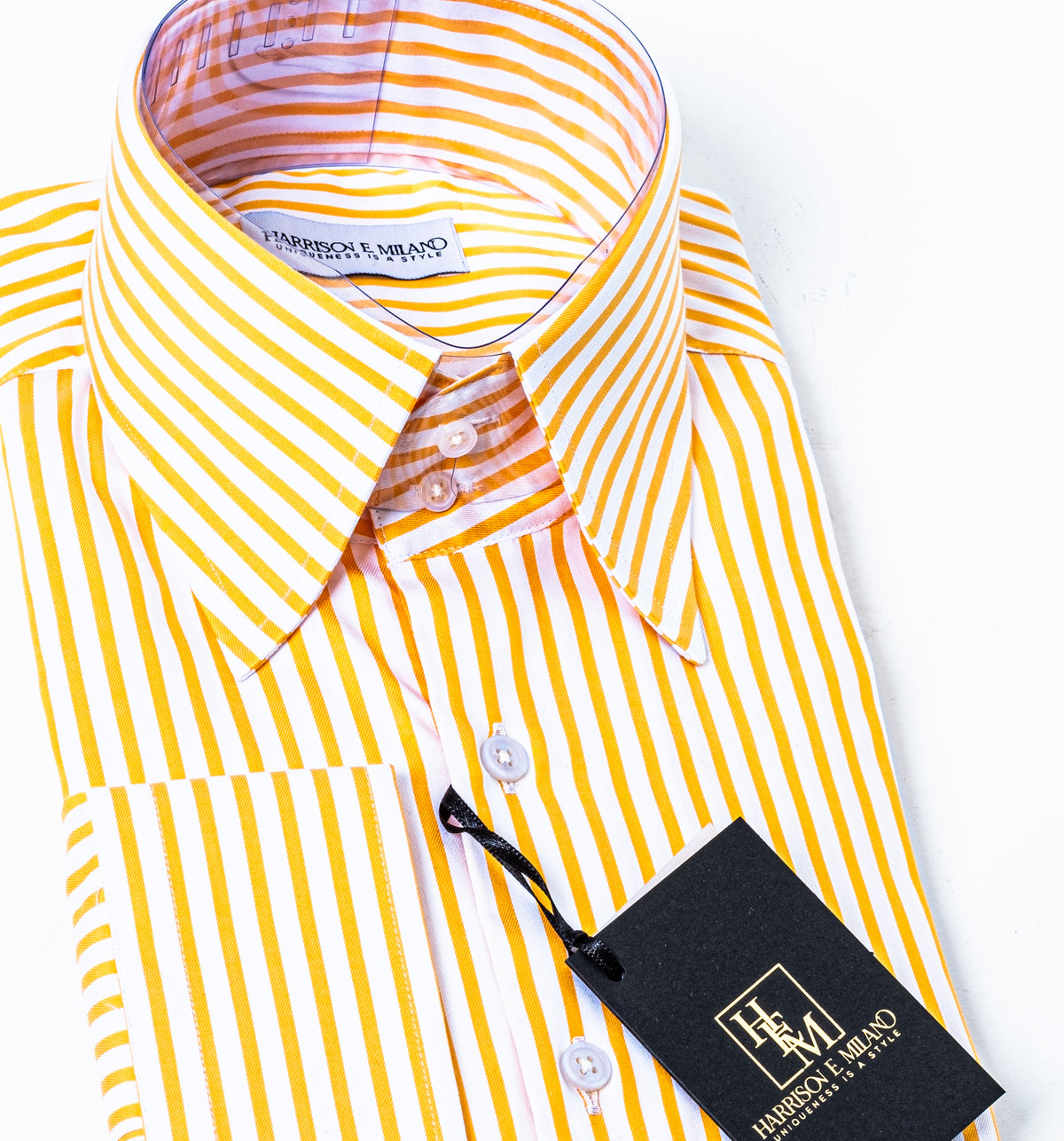 Orange & White Striped Dress Shirt