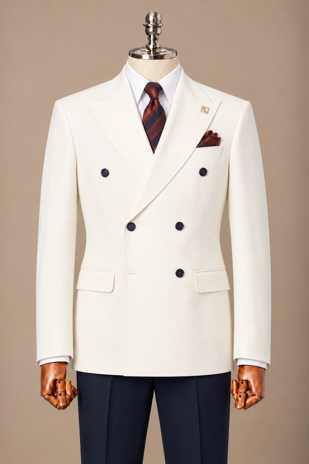 Costume croisé blanc bicolore
