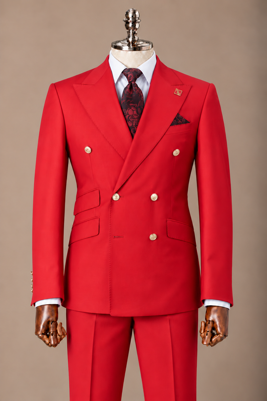 Red Double-Breasted Suit – Zweireiher Anzug Rot | Harrison E Milano Berlin