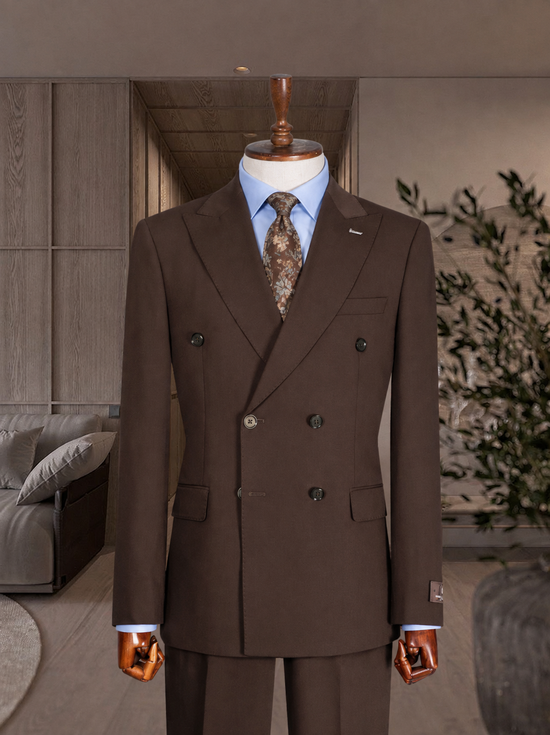 Brown Double-Breasted Suit – Zweireiher Anzug Braun – Ansicht 3 | Harrison E Milano Berlin