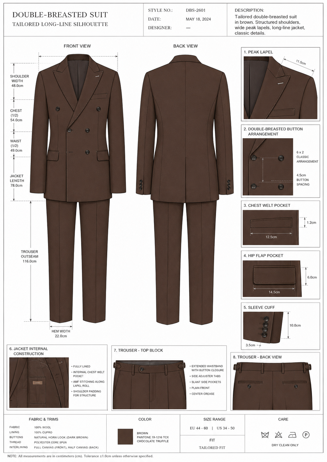 Brown Double-Breasted Suit – Zweireiher Anzug Braun – Detailansicht | Harrison E Milano Berlin