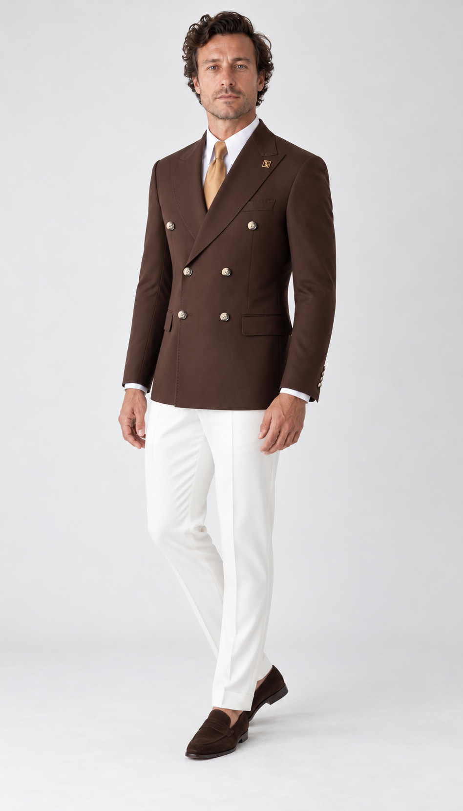 Brauner zweireihiger Anzug, Two-Tone
