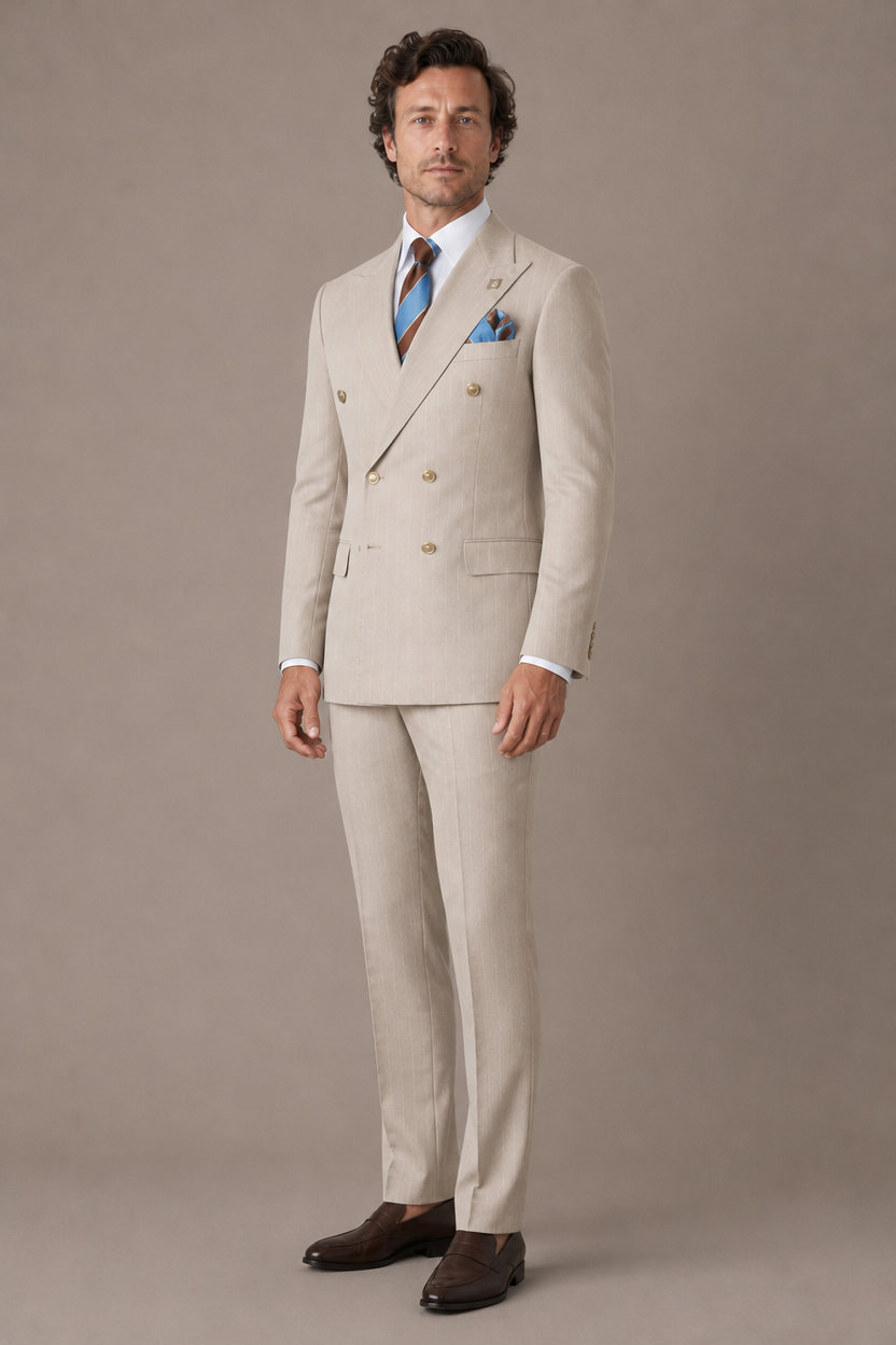 Vanilla Beige Double Breasted Suit