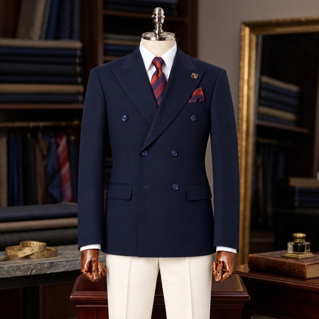 Beige Two Tone Double Breasted Suit – Zweireiher Anzug Beige Two-Tone – Ansicht 3 | Harrison E Milano Berlin
