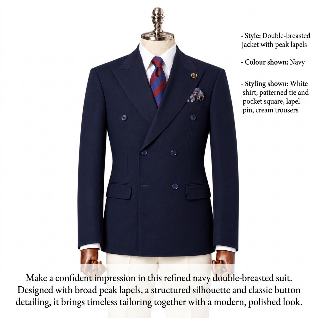 Black Coral Striped Double Breasted Suit – Zweireiher Anzug Schwarz-Koralle gestreift – Ansicht 3 | Harrison E Milano Berlin