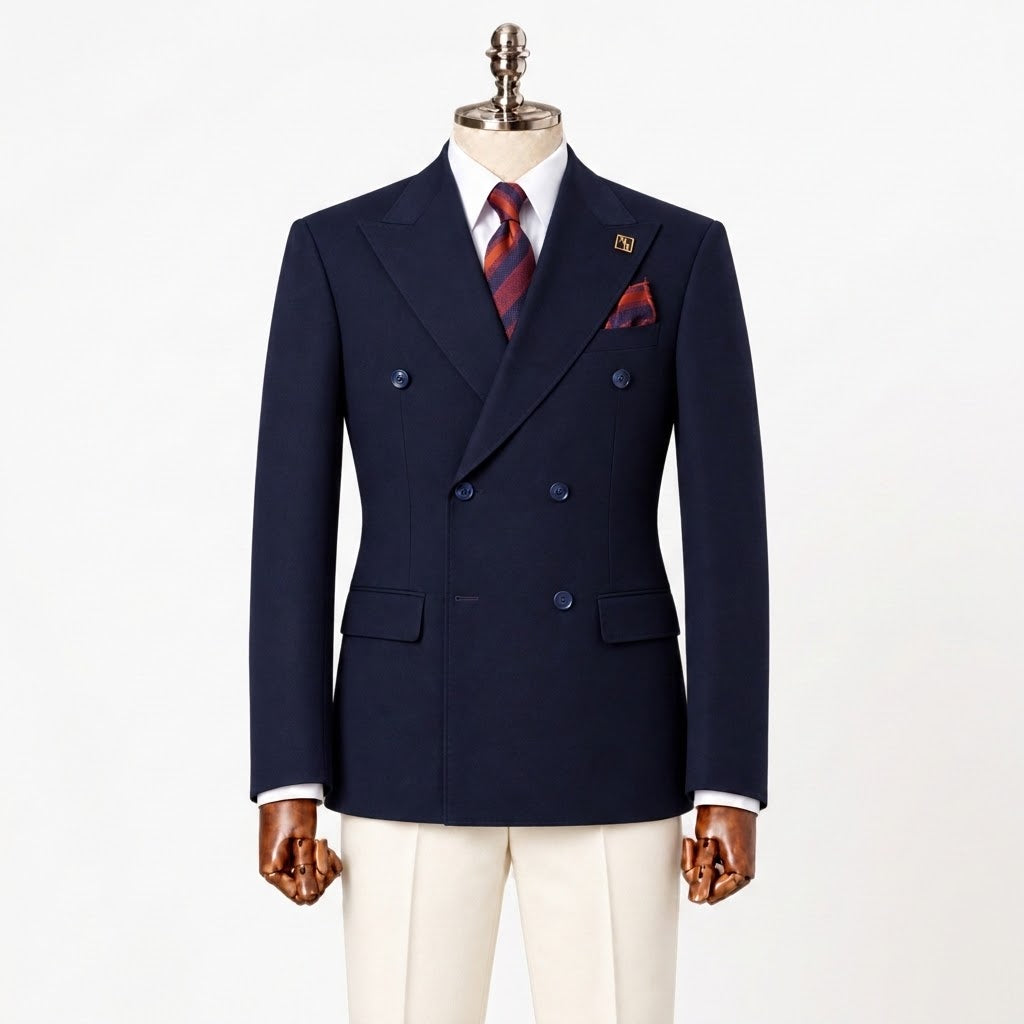 Beige Two Tone Double Breasted Suit – Zweireiher Anzug Beige Two-Tone – Ansicht 5 | Harrison E Milano Berlin