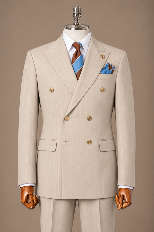 Vanilla Beige Double Breasted Suit