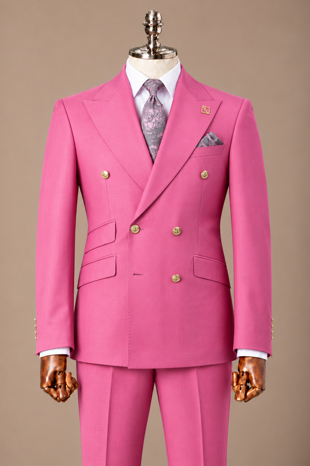 Pink Double-Breasted Men’s Suit – Zweireiher Anzug Pink | Harrison E Milano Berlin